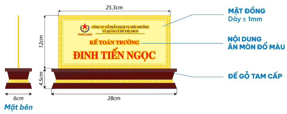 cung cấp biển tên chức danh giám đốc, trưởng phòng, nhân viên để bàn