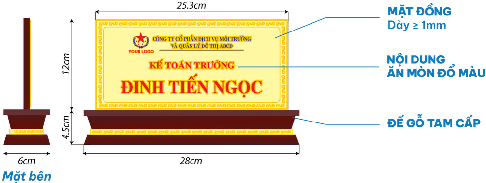 cung cấp biển tên chức danh giám đốc, trưởng phòng, nhân viên để bàn