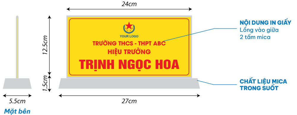 thiết kế, in ấn biển chức vụ văn phòng bằng mica giá rẻ
