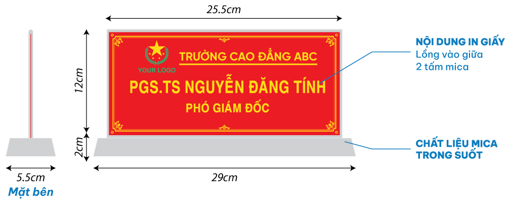 thiết kế, in ấn biển chức vụ văn phòng bằng mica giá rẻ