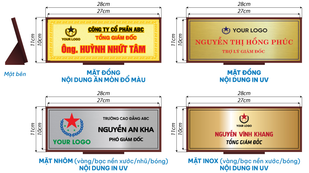thiết kế bảng chức danh gỗ để bàn