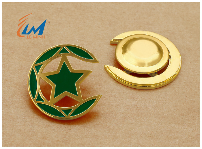 Huy hiệu đồng mạ vàng ăn mòn phủ màu theo yêu cầu