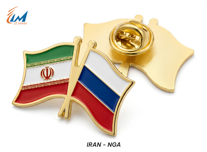 huy hiệu cờ hợp tác Iran - Nga ăn mòn đổ màu