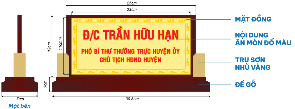 bảng chức danh cao cấp mặt đồng ăn