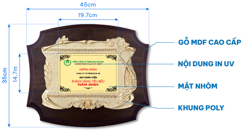 sản xuất bảng vinh danh, bảng chứng nhận, bằng khen tại tphcm