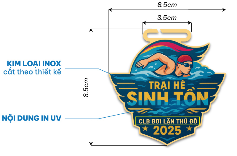 thiết kế huy chương bơi theo yêu cầu