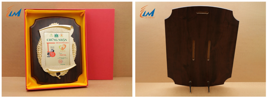 kỷ niệm chương gỗ đồng khung poly