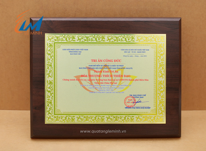 Bảng tri ân công đức - Giáo hội Phật giáo