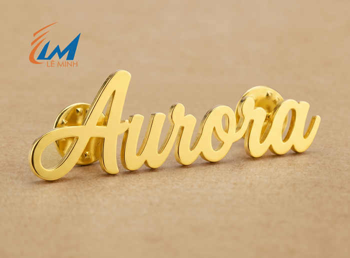 Huy hiệu cài áo kim loại cắt chữ theo yêu cầu