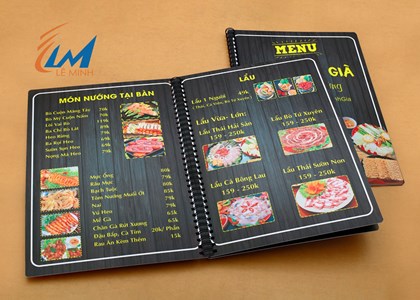 In menu nhựa quán ăn, nhà hàng