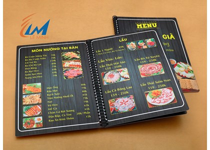 In menu nhựa quán ăn, nhà hàng