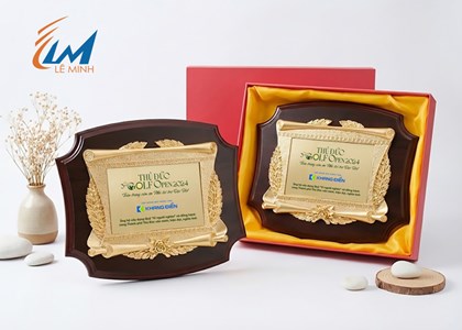 Kỷ niệm chương gỗ đồng khung poly ngang